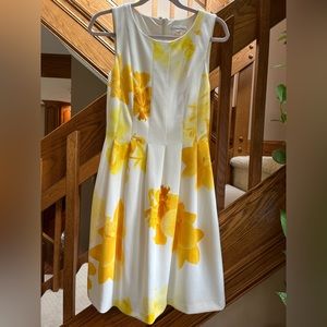 Calvin klein white/yellow dress size 4.
